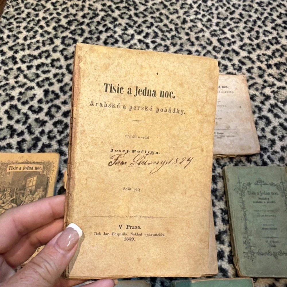 Lot 9‎ Antique Czech Arabian Nights Books 1859-1873 Josef Pecirka Prague Parts